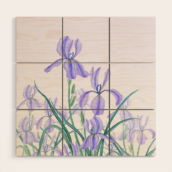 purple iris watercolor Wood Wall Art Gallery Image 1