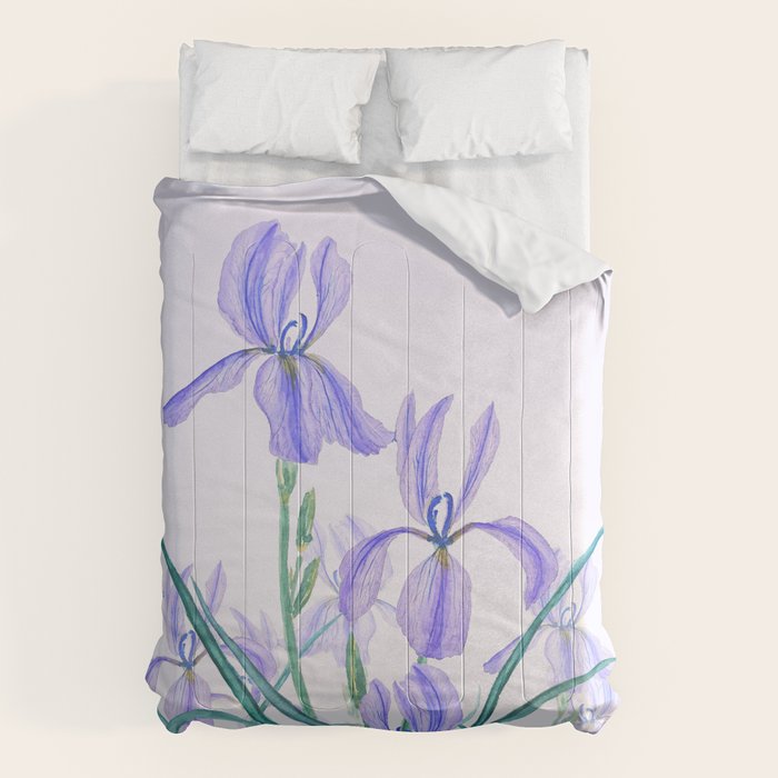 purple iris watercolor Comforter Gallery Image 6