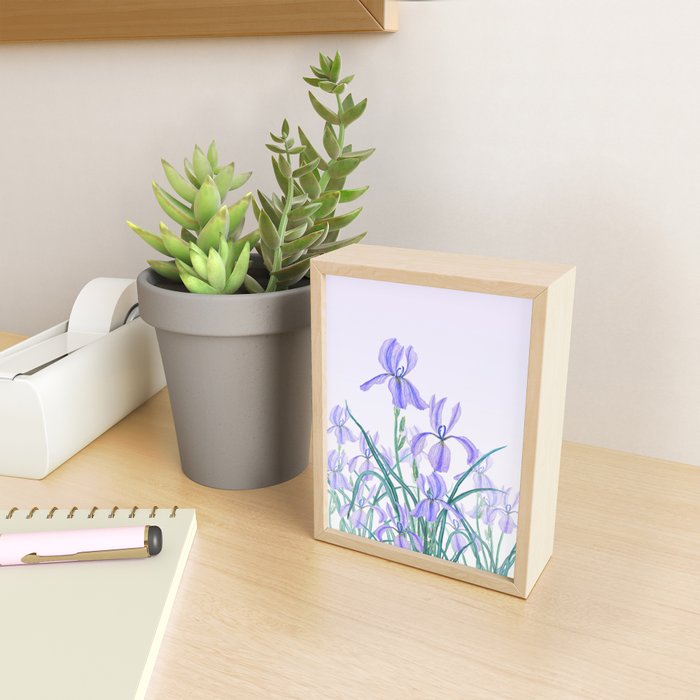 purple iris watercolor Mini Art Print Gallery Image 2