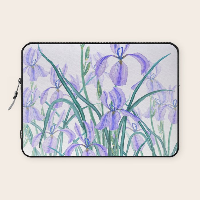purple iris watercolor Laptop Sleeve Gallery Image 1