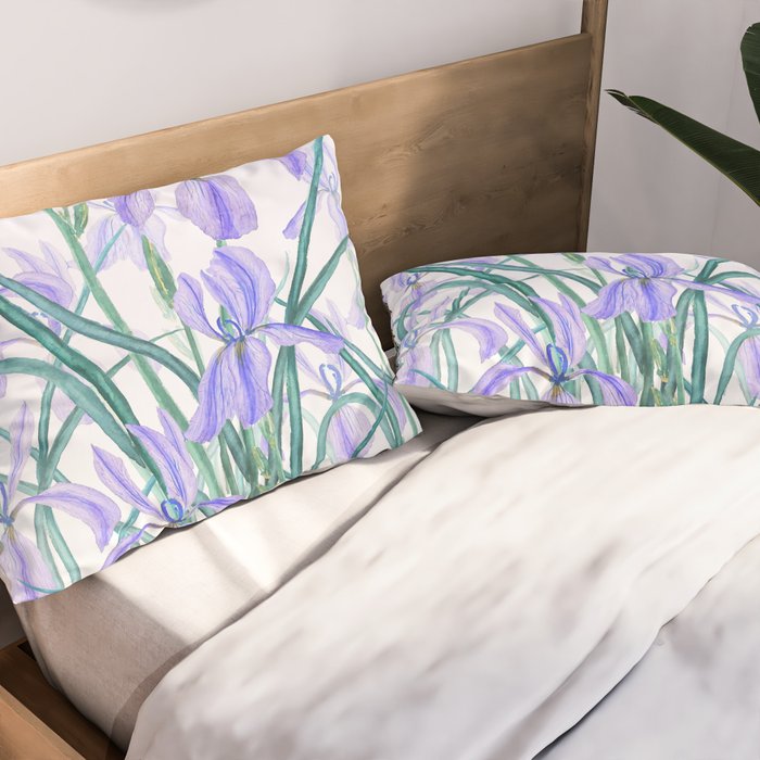 purple iris watercolor Pillow Sham Gallery Image 2