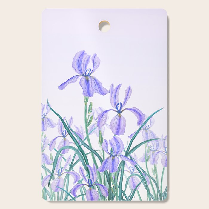 purple iris watercolor Cutting Board Gallery Image 1