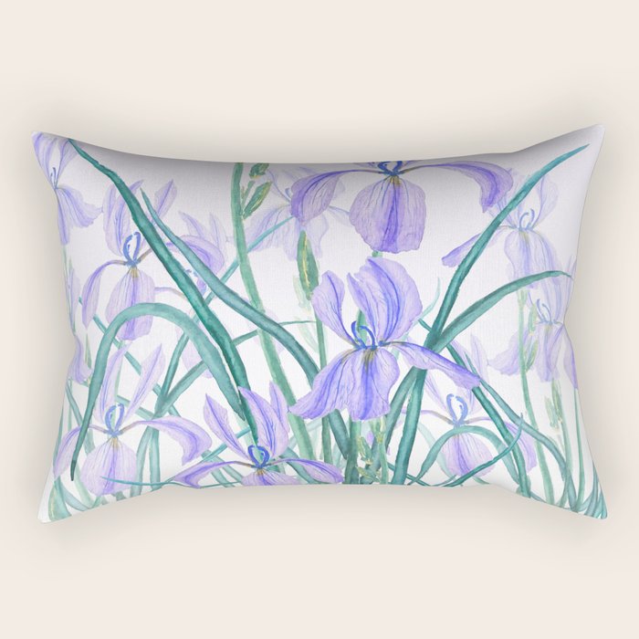 purple iris watercolor Rectangular Pillow Gallery Image 2