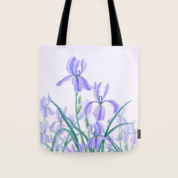 purple iris watercolor Tote Bag Gallery Image 1