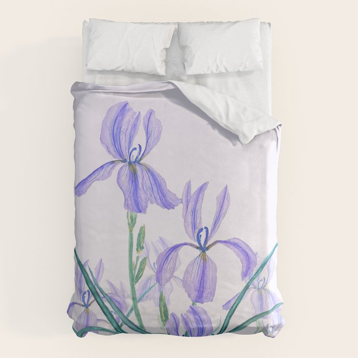 purple iris watercolor Duvet Cover Gallery Image 6