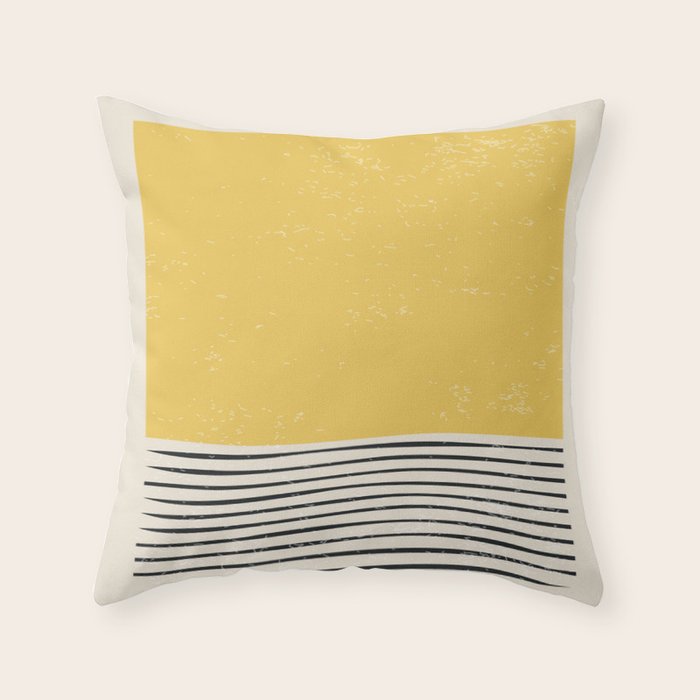Yellow Sunset Mid Century Modern Minimalist Rothko Inspired Color Field With Lines Geometric Style Throw Pillow Gallery Image 6