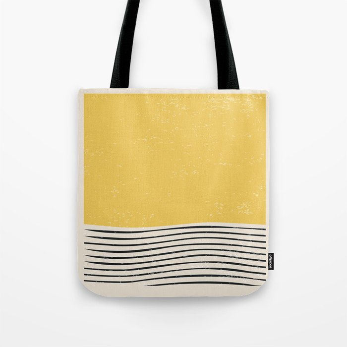 Yellow Sunset Mid Century Modern Minimalist Rothko Inspired Color Field With Lines Geometric Style Tote Bag Gallery Image 1