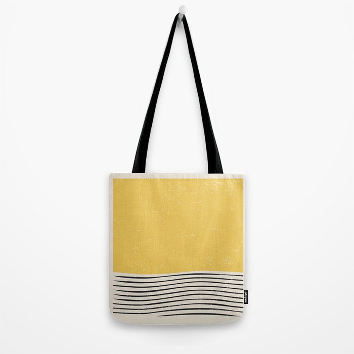 Yellow Sunset Mid Century Modern Minimalist Rothko Inspired Color Field With Lines Geometric Style Tote Bag Gallery Image 2