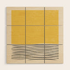 Yellow Sunset Mid Century Modern Minimalist Rothko Inspired Color Field With Lines Geometric Style Wood Wall Art Gallery Image 1