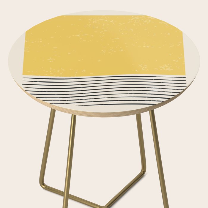 Yellow Sunset Mid Century Modern Minimalist Rothko Inspired Color Field With Lines Geometric Style Side Table Gallery Image 2