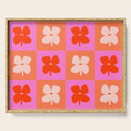 Retro Tropical Checkered Floral Pattern Serving Tray Gallery Image 1