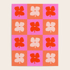 Retro Tropical Checkered Floral Pattern Poster Gallery Image 4