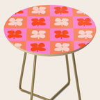 Retro Tropical Checkered Floral Pattern Side Table Gallery Image 2