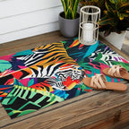 The Tigress, Fearless Wild Animal Tropical Jungle, Multicolor Cat Confidence Peaceful Calm Bohemian Eclectic Outdoor Rug Gallery Image 2