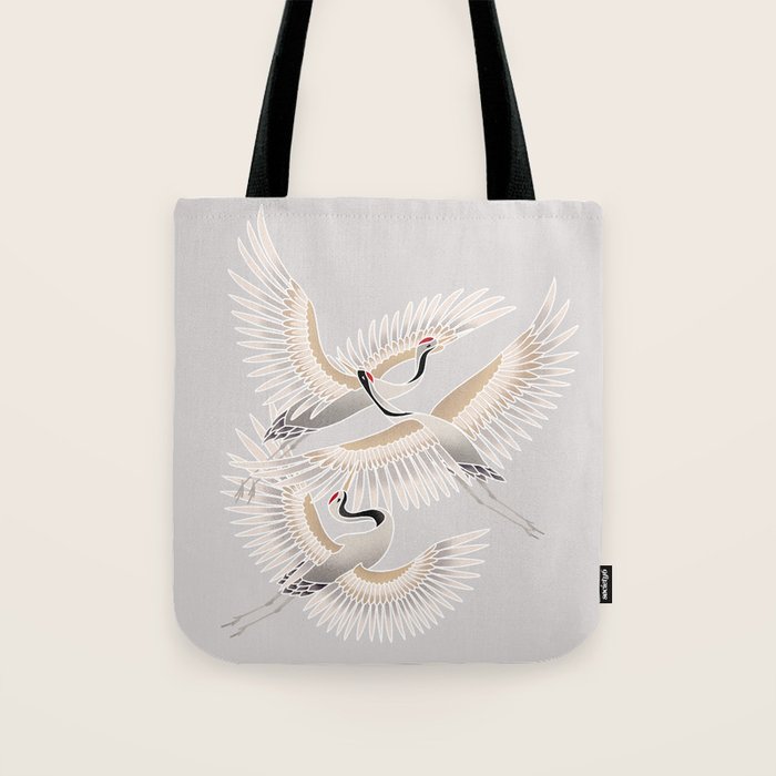 traditional Japanese cranes bright illustration Tote Bag Gallery Image 1