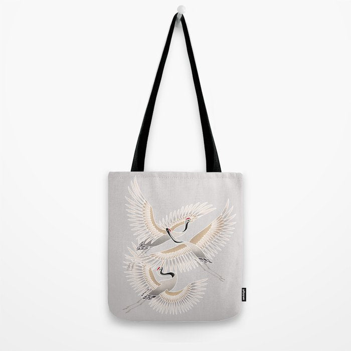 traditional Japanese cranes bright illustration Tote Bag Gallery Image 2