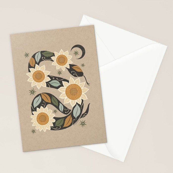 Snake and Sunflowers - Harvest Colors Stationery Card Gallery Image 2