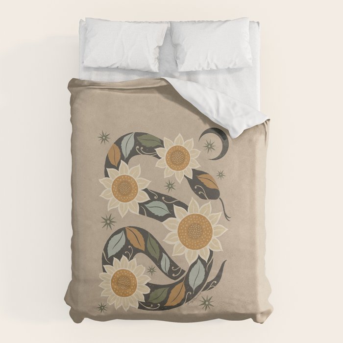 Snake and Sunflowers - Harvest Colors Duvet Cover Gallery Image 6