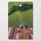 TOTAL RELAX | collage | girl | sun | summer | sunlight | sunshine | collage | glitter | green | hat  Cutting Board Gallery Image 1
