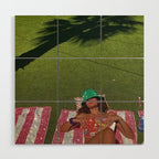 TOTAL RELAX | collage | girl | sun | summer | sunlight | sunshine | collage | glitter | green | hat  Wood Wall Art Gallery Image 1
