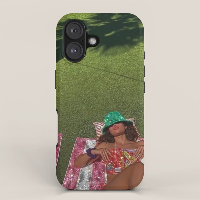TOTAL RELAX | collage | girl | sun | summer | sunlight | sunshine | collage | glitter | green | hat  iPhone Case Gallery Image 1