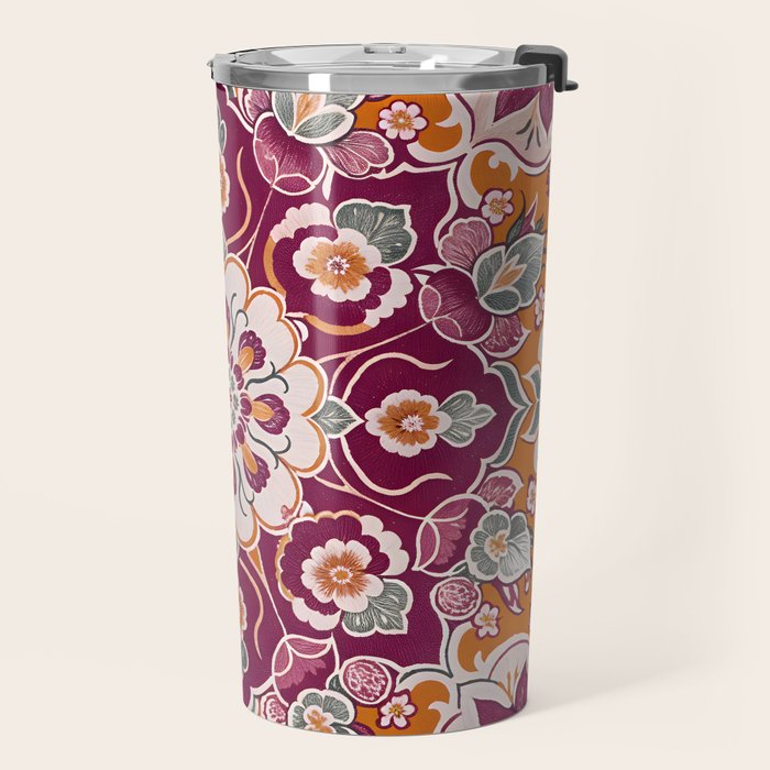 Ruby and Spice Floral Mandala Travel Mug Gallery Image 2
