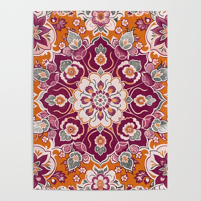 Ruby and Spice Floral Mandala Poster Gallery Image 4