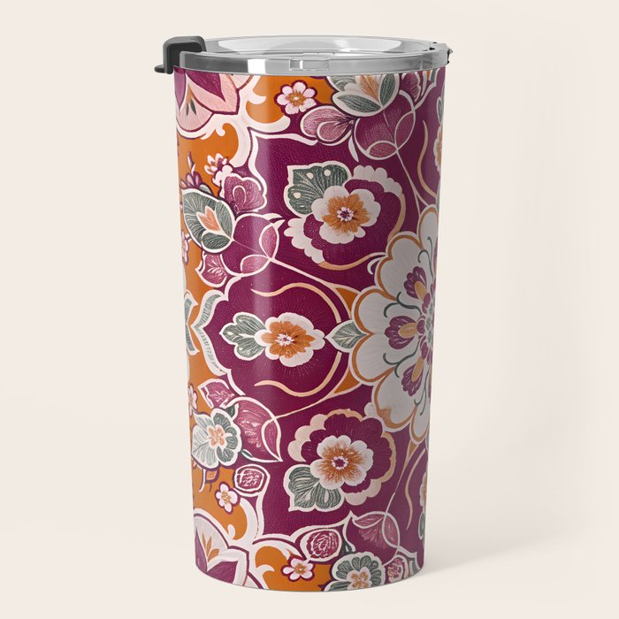 Ruby and Spice Floral Mandala Travel Mug Gallery Image 3