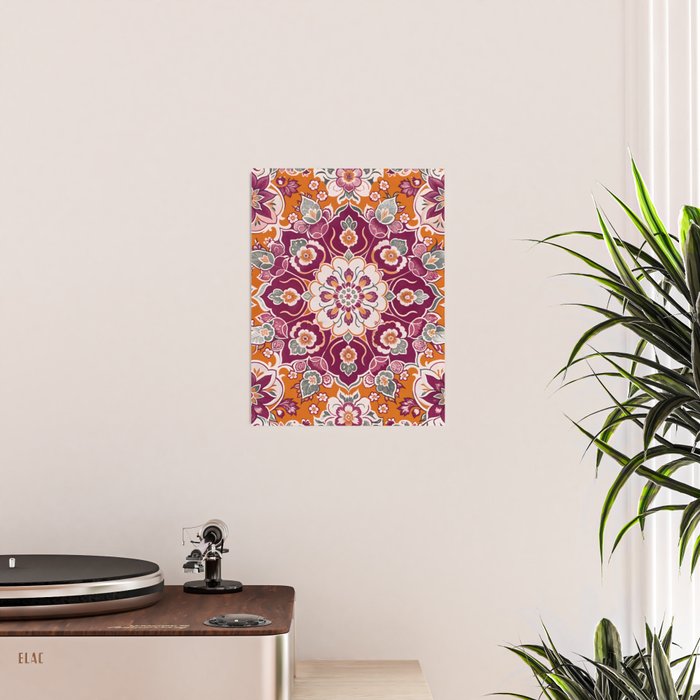 Ruby and Spice Floral Mandala Poster Gallery Image 2
