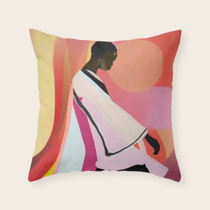 Abstract Art Sunset Girl 3 Throw Pillow Gallery Image 6