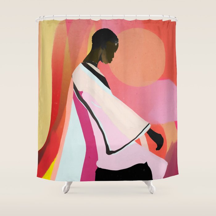 Abstract Art Sunset Girl 3 Shower Curtain Gallery Image 1