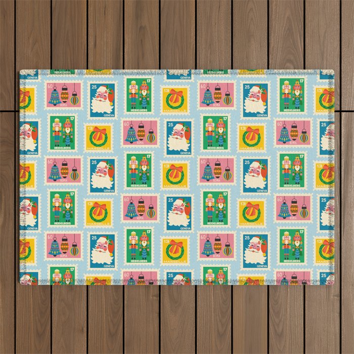 Christmas Stamps Outdoor Rug Gallery Image 1