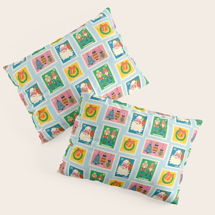 Christmas Stamps Pillow Sham Gallery Image 1