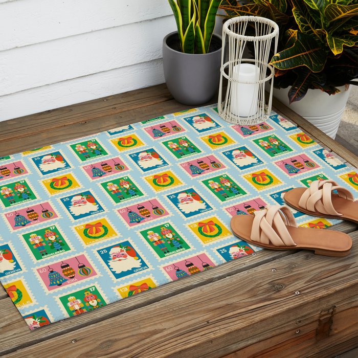 Christmas Stamps Outdoor Rug Gallery Image 2