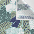 Leaf wall // navy blue pine and sage green leaves mint lines Wall Tapestry Gallery Image 3