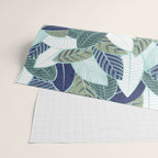 Leaf wall // navy blue pine and sage green leaves mint lines Wrapping Paper Gallery Image 2