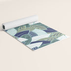 Leaf wall // navy blue pine and sage green leaves mint lines Yoga Mat Gallery Image 2