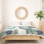 Leaf wall // navy blue pine and sage green leaves mint lines Duvet Cover Gallery Image 3
