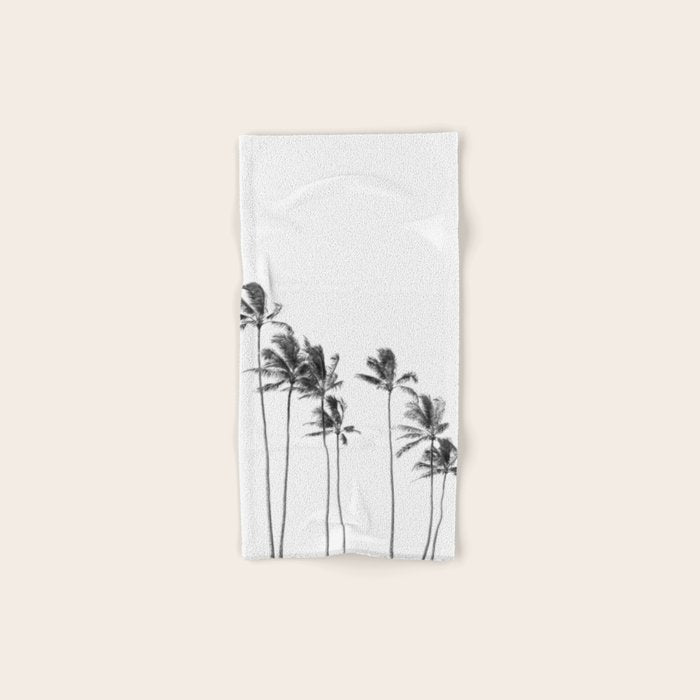 Hawaii Palm Trees - Black and White Photography Bath Towel Gallery Image 1