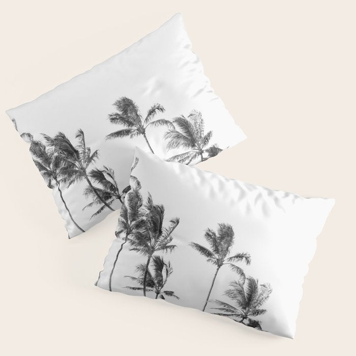 Hawaii Palm Trees - Black and White Photography Pillow Sham Gallery Image 3
