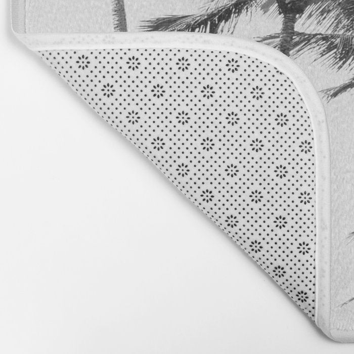 Hawaii Palm Trees - Black and White Photography Bath Mat Gallery Image 2