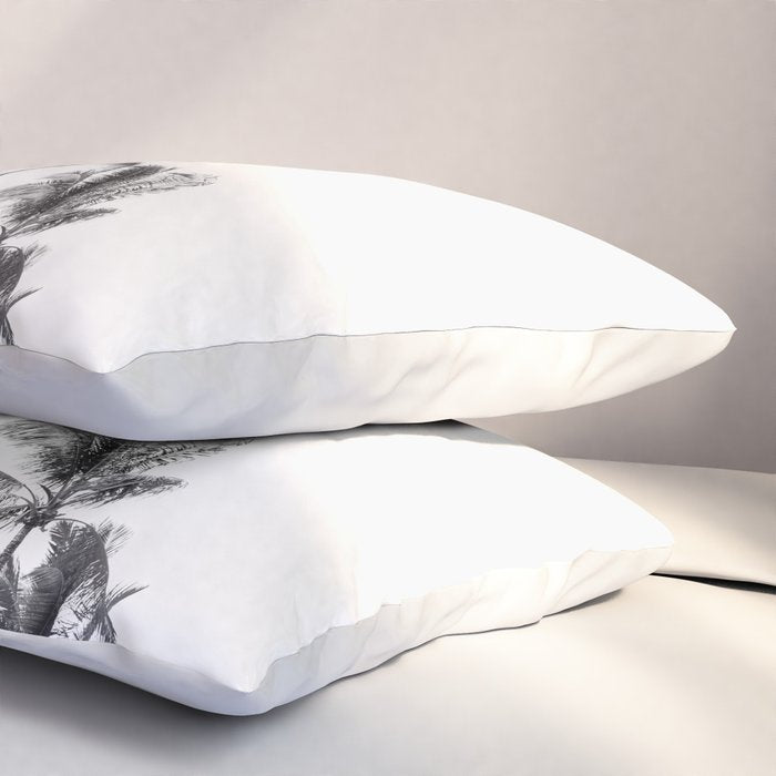 Hawaii Palm Trees - Black and White Photography Pillow Sham Gallery Image 3