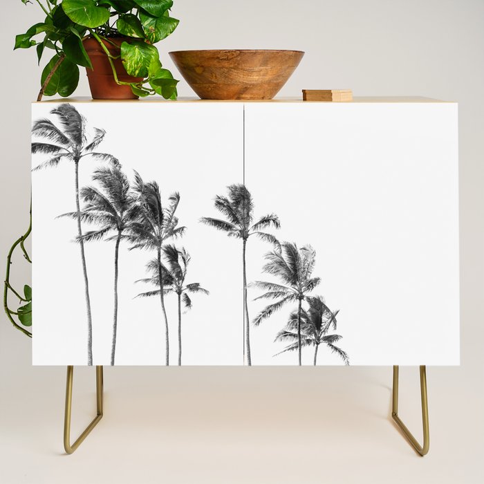 Hawaii Palm Trees - Black and White Photography Credenza Gallery Image 1