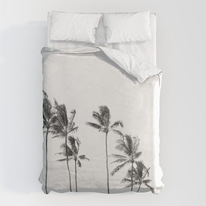 Hawaii Palm Trees - Black and White Photography Duvet Cover Gallery Image 1