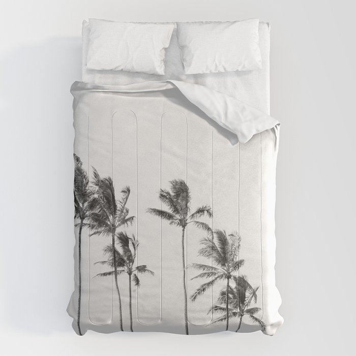 Hawaii Palm Trees - Black and White Photography Comforter Gallery Image 6
