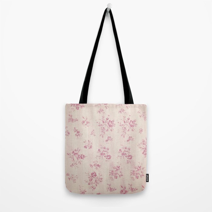 Elegant blush pink white rustic floral vintage stripes Tote Bag Gallery Image 2