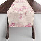 Elegant blush pink white rustic floral vintage stripes Table Runner Gallery Image 1