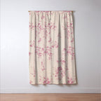 Elegant blush pink white rustic floral vintage stripes Window Curtain Gallery Image 3