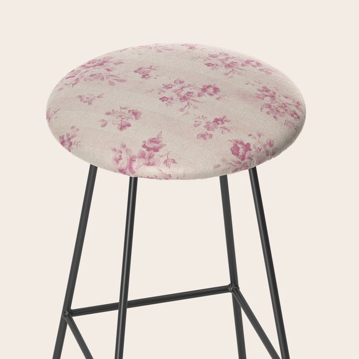 Elegant blush pink white rustic floral vintage stripes Stool Gallery Image 2