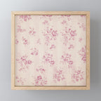 Elegant blush pink white rustic floral vintage stripes Mini Art Print Gallery Image 1